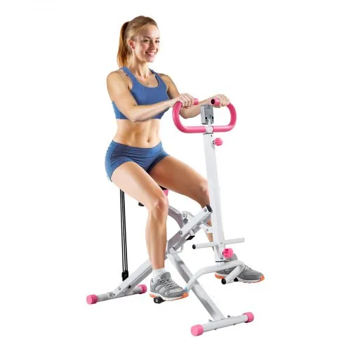 VEVOR Máquina de Sentadillas para Sentadillas Profundas, Plegable, con Asiento Ajustable en 5 Niveles, Equipo de Entrenamiento en Casa para Glúteos y Piernas, Blanco y Rosa, 900 x 580 x 1120 mm