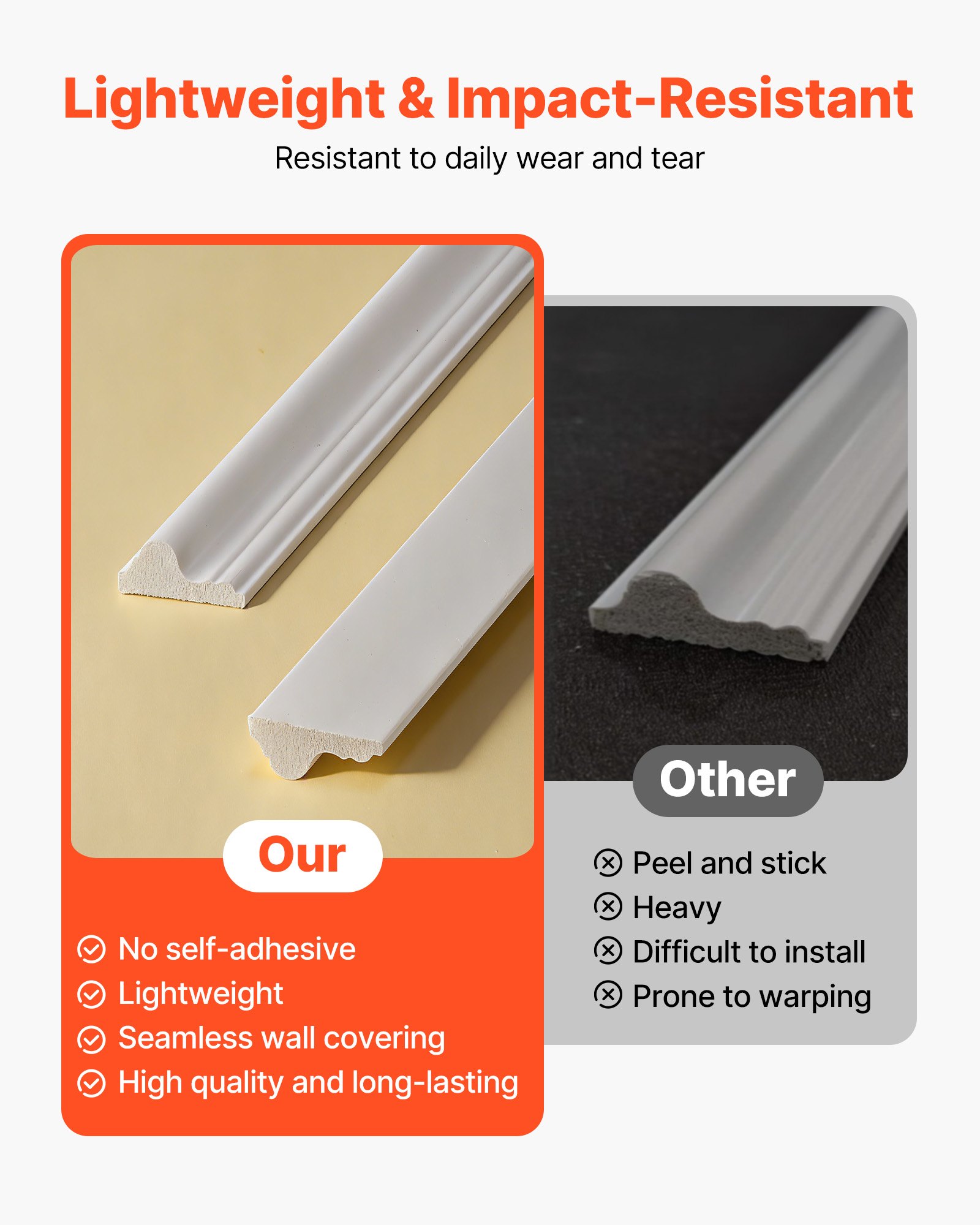 VEVOR Molduras Decorativas para Pared 3 Juegos, Paneles de Revestimiento Precortados, Poliestireno Ligero y Pintable, Estilo Moderno, para Decoración Interior Salón Dormitorio Pared de Acento, Blanco