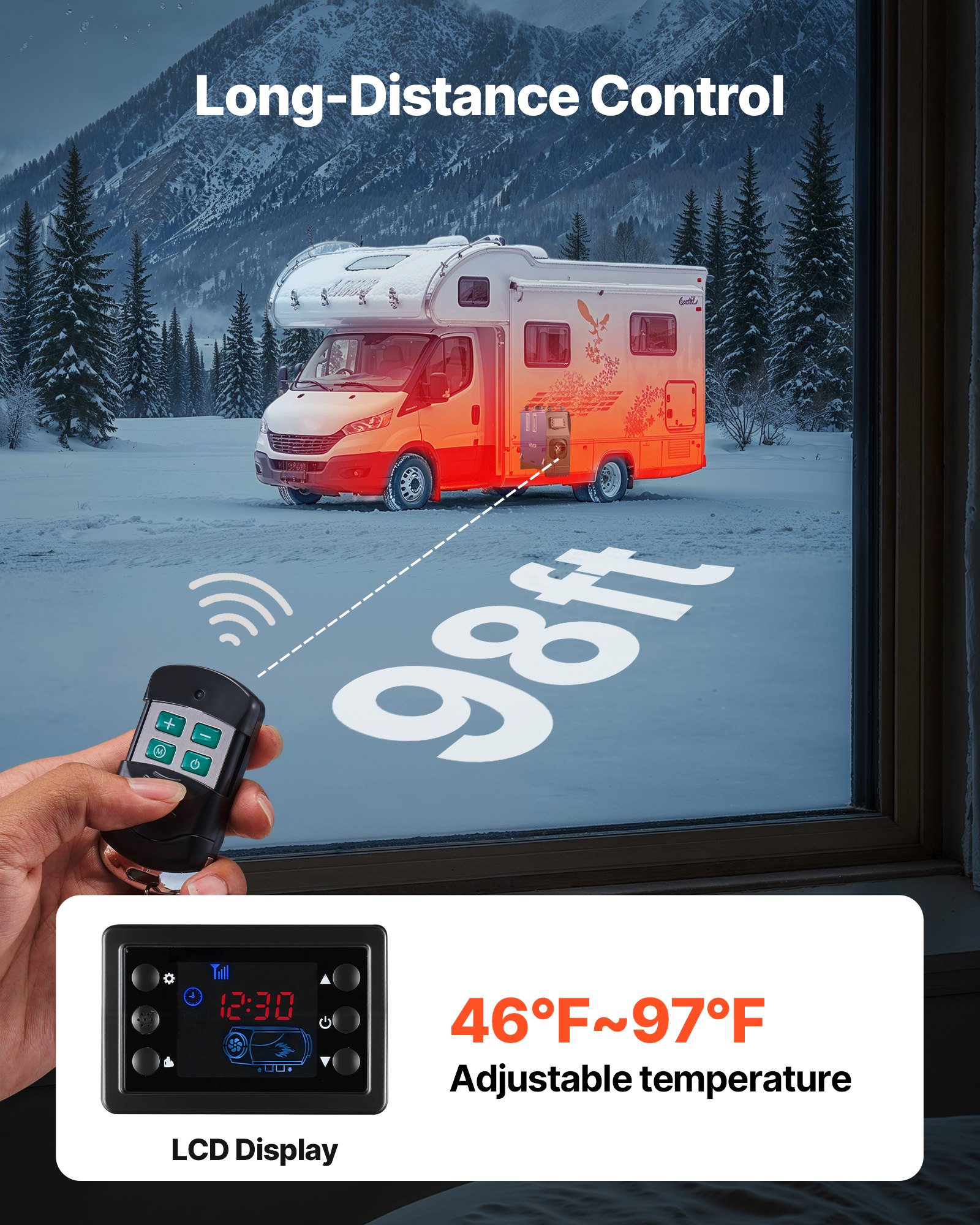 VEVOR Calentador Diésel de 8 kW, Todo en Uno, Portátil, con Control Remoto y Pantalla LCD, Calentamiento Rápido y Bajo Nivel de Ruido, 5 L, para Furgonetas, Autocaravanas, Caravanas y Camiones