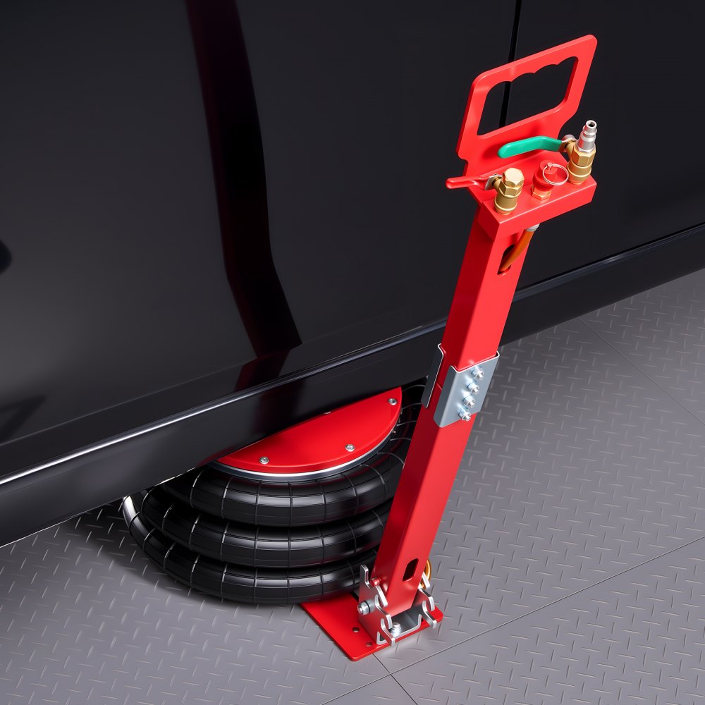 VEVOR Gato Neumático para Coches de 5 T, con 6 Tubos de Acero y Mango Largo Ajustable, Altura de Elevación de 140 a 464 mm, para Coches, SUV y Camionetas, 1210 x 325 x 140-464 mm, Color Rojo