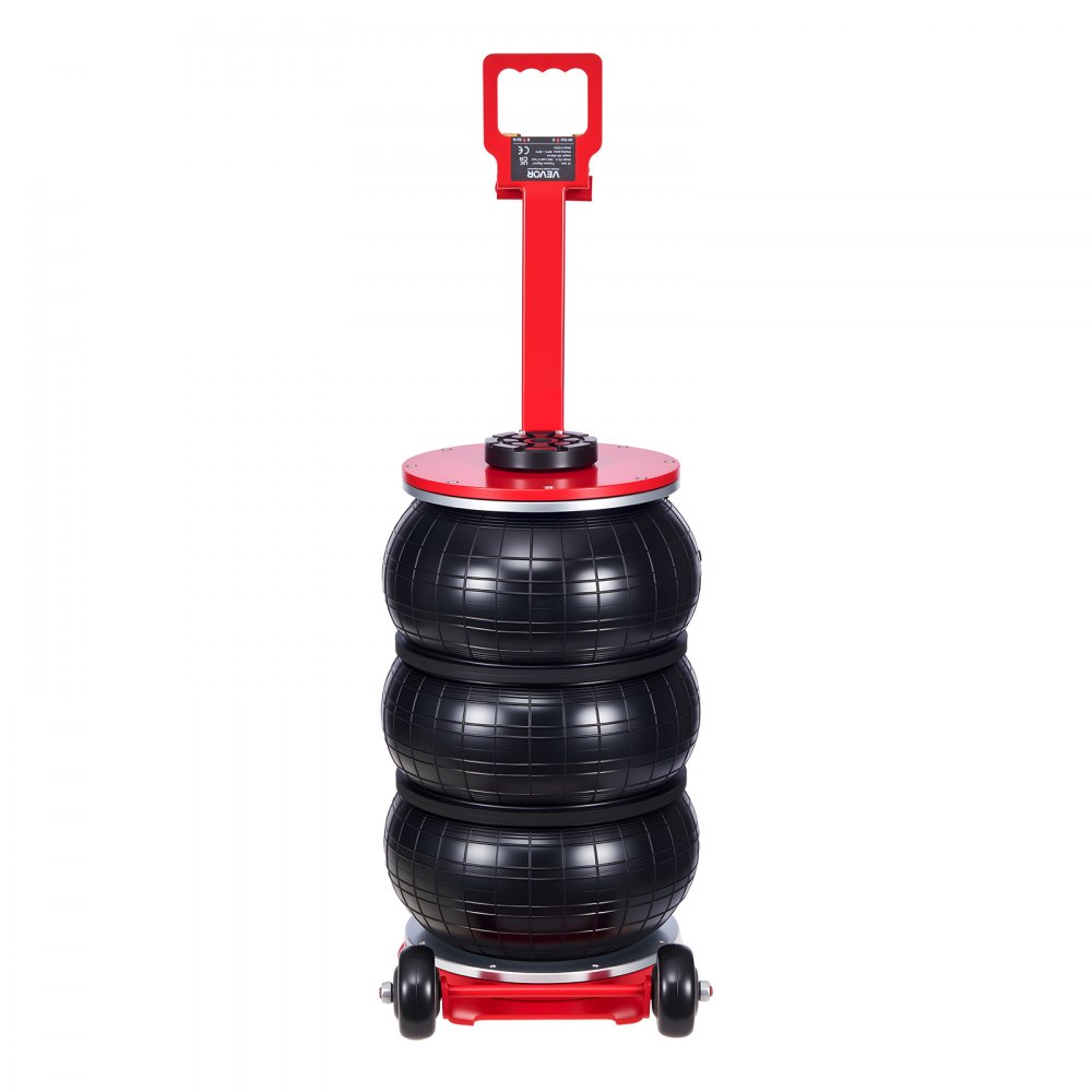 VEVOR Gato Neumático para Coches de 5 T, con 6 Tubos de Acero y Mango Largo Ajustable, Altura de Elevación de 140 a 464 mm, para Coches, SUV y Camionetas, 1210 x 325 x 140-464 mm, Color Rojo