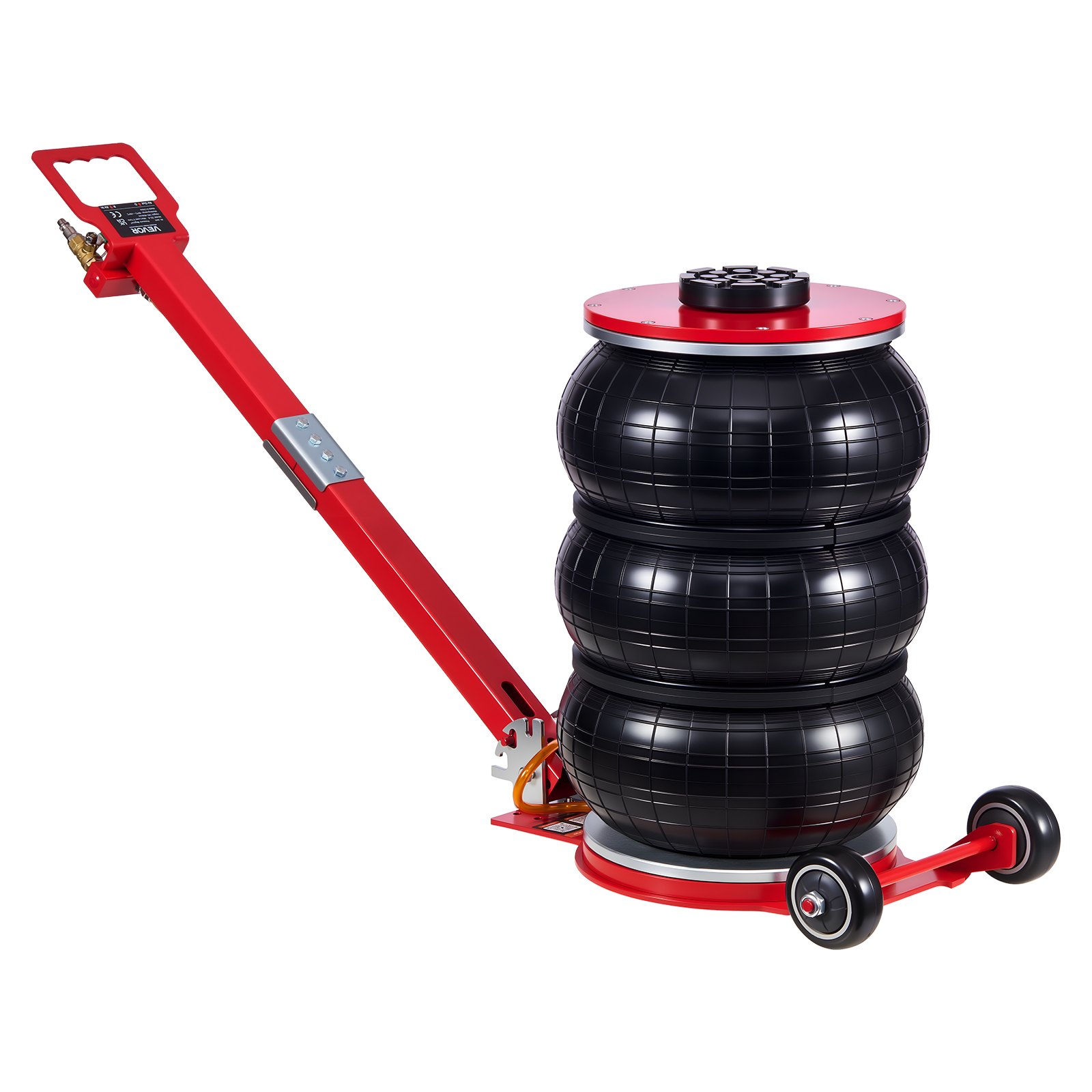 VEVOR Gato Neumático para Coches de 5 T, con 6 Tubos de Acero y Mango Largo Ajustable, Altura de Elevación de 140 a 464 mm, para Coches, SUV y Camionetas, 1210 x 325 x 140-464 mm, Color Rojo