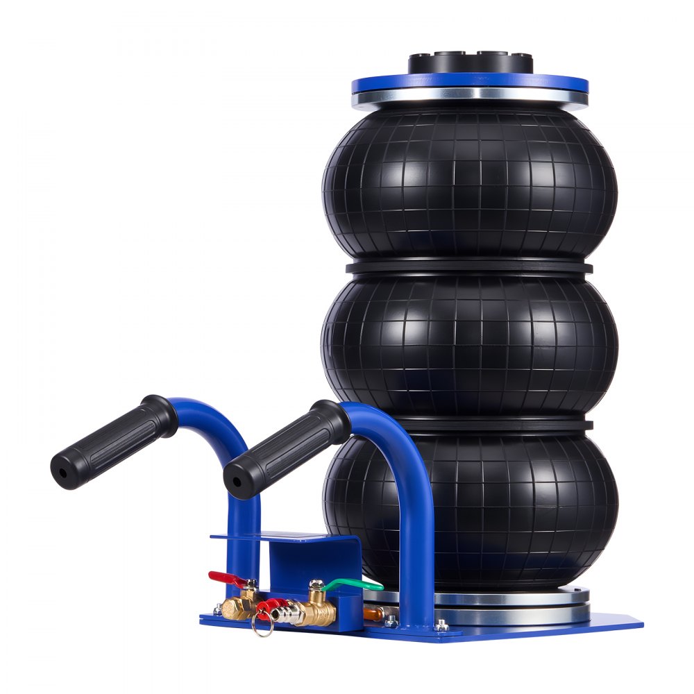 VEVOR Gato Neumático de 3 T con 6 Tubos de Acero, Mango Corto y Triple Bolsa de Aire, Altura Máxima de Elevación de 45 cm, para Coches, SUV, Camionetas y Talleres, 510 x 268 x 140–450 mm, Azul