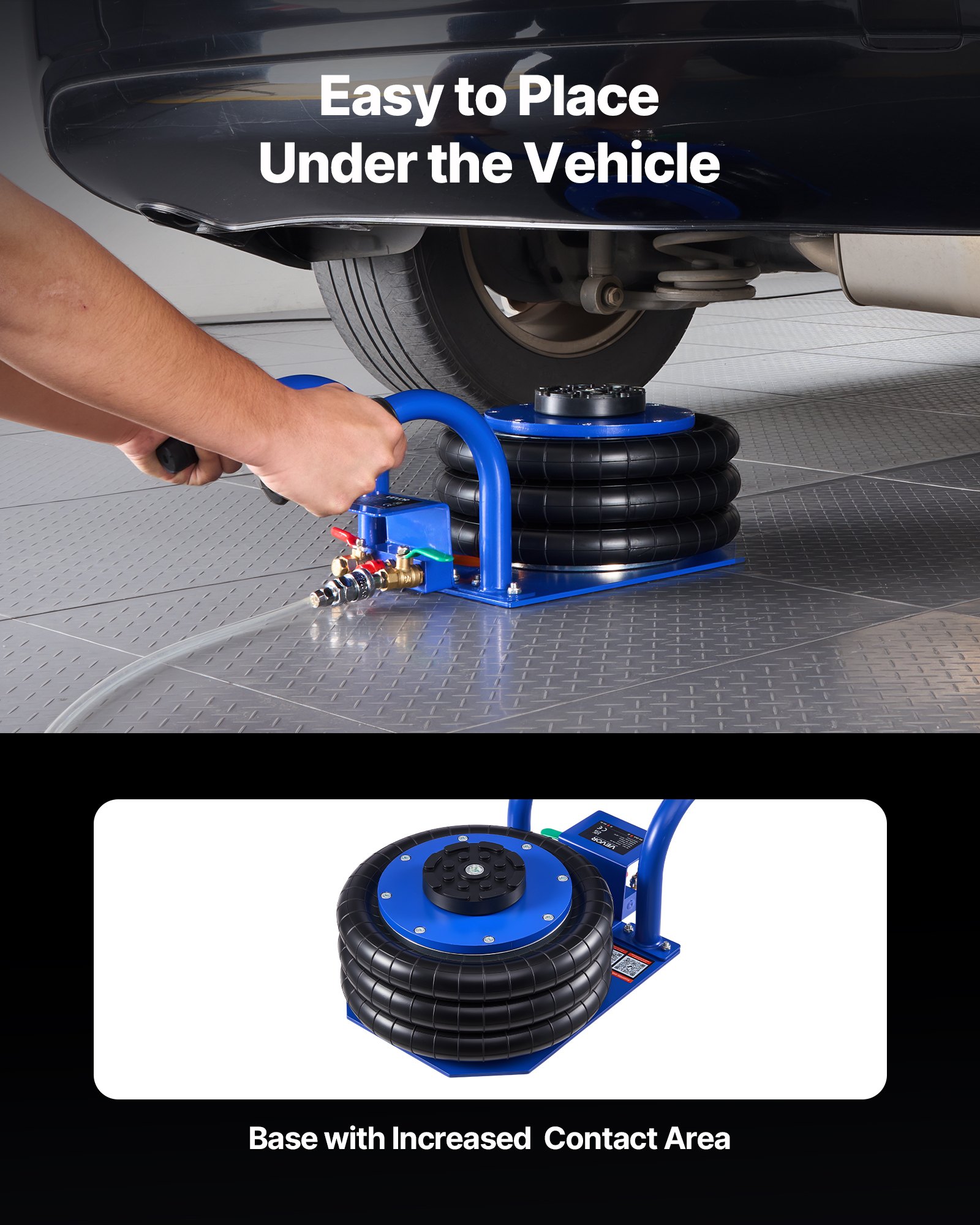 VEVOR Air Jack, 3 Ton Triple Bag Air Jack, Airbag with Six Steel Pipes, Lift Up to 450 mm, 1-6 s Fast Lifting Pneumatic with Short Handles & Rubber Pad for Cars, SUVs, Pickup Trucks Repair, Garage