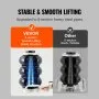 VEVOR Gato Neumático Carga de 3 T Gato de Aire de Triple Bolsa Elevación de 140-450 mm Gato de Aire para Coche 0,8-1,0 MPa Elevación Rápida 3-5S, con Asas Laterales para Coches, Garajes, Reparaciones