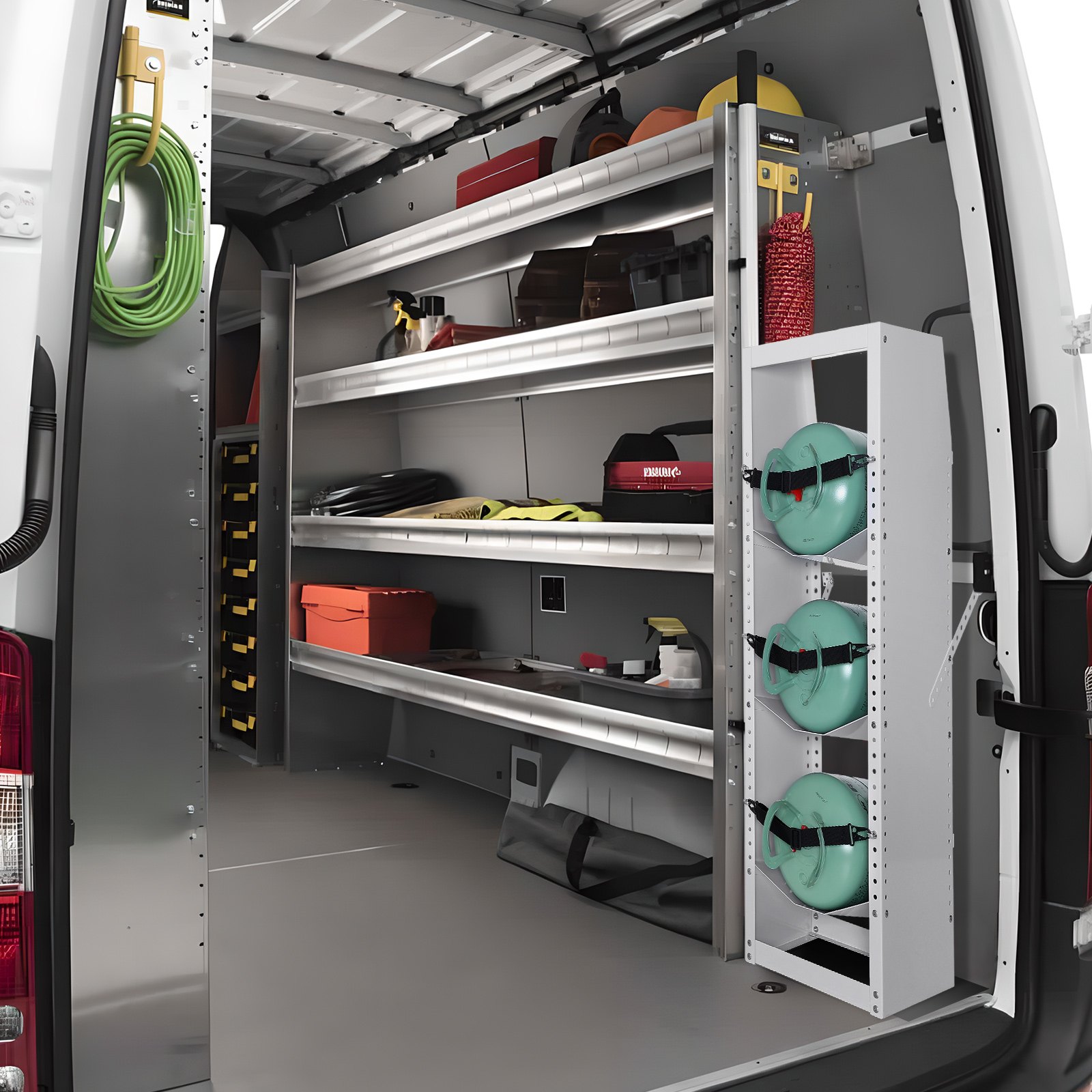 VEVOR Soporte para tanque de refrigerante, con 3 tanques de botellas de 30-50 lb, soporte para tanque de cilindro de 14,64 x 13,97 x 46,06 pulgadas, soporte para cilindro de refrigerante, bastidores