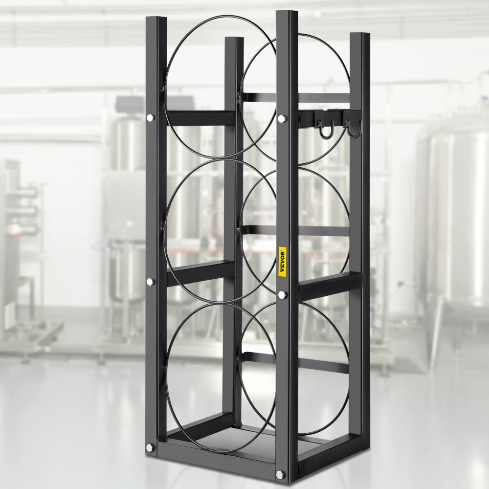 VEVOR Almacenamiento de Botellas de Gas Capacidad de 3 x 13,6 kg Estante para Botellas de Refrigerante de Acero al Carbono para Almacenar Oxígeno, Nitrógeno, Acetileno y Botellas de Refrigerante