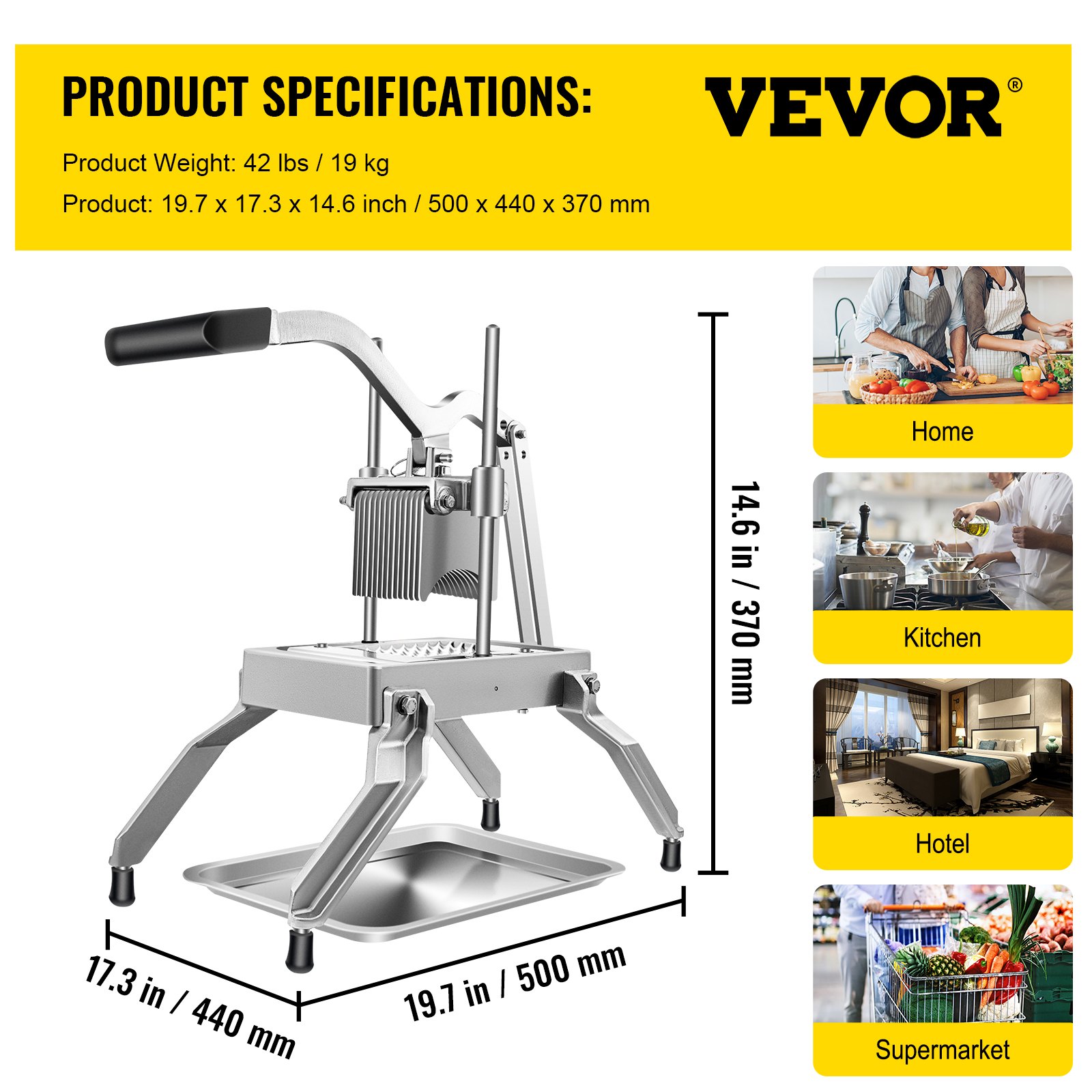 Cortador de verduras VEVOR, 19,7 x 17,3 x 14,6 pulgadas, ideal para el hogar, la cocina, el hotel, el supermercado.