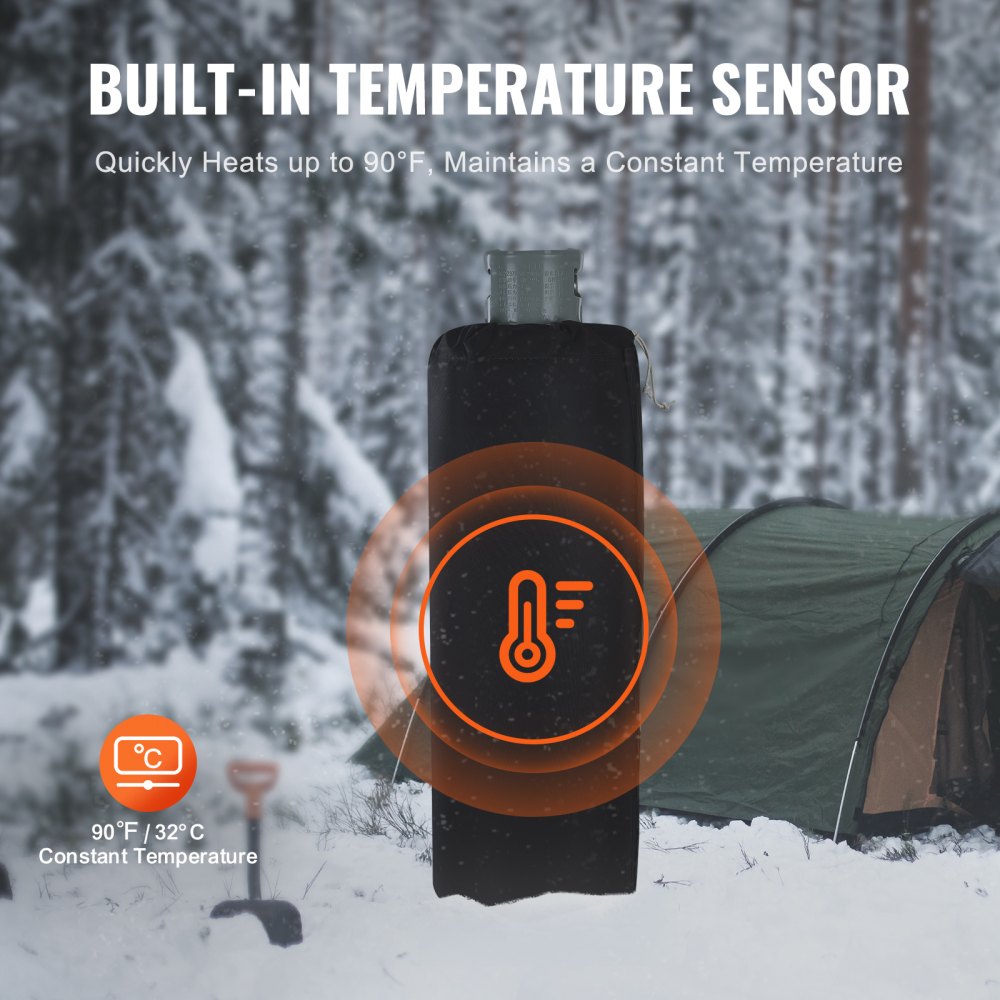 VEVOR Insulated Band-Style Gas Cylinder Warmer, Fits 100 lbs Gas Tanks, 280W Propane Heater, -30–30°C Adjustable Temperature, Durable Waterproof Oxford Fabric, CE Approved