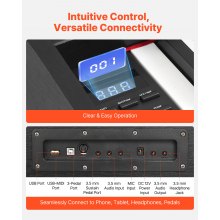 VEVOR Piano Digital de 88 Teclas Contrapesadas, Modo de Teclado Dual, Altavoces, Pedal de Sustain, Función de Grabación, 238 Tonos, Conexión Inalámbrica, para Principiantes, Negro, sin Soporte