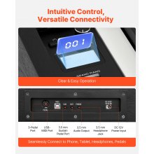 VEVOR Piano Digital 88 Teclas, Modo de Teclado Dual, Altavoces, con Atril, Soporte, Pedal de Sostenido, Adaptador CC, 280 Tonos, Conexión Inalámbrica, a Principiantes, Negro, 1310 x 300 x 850 mm