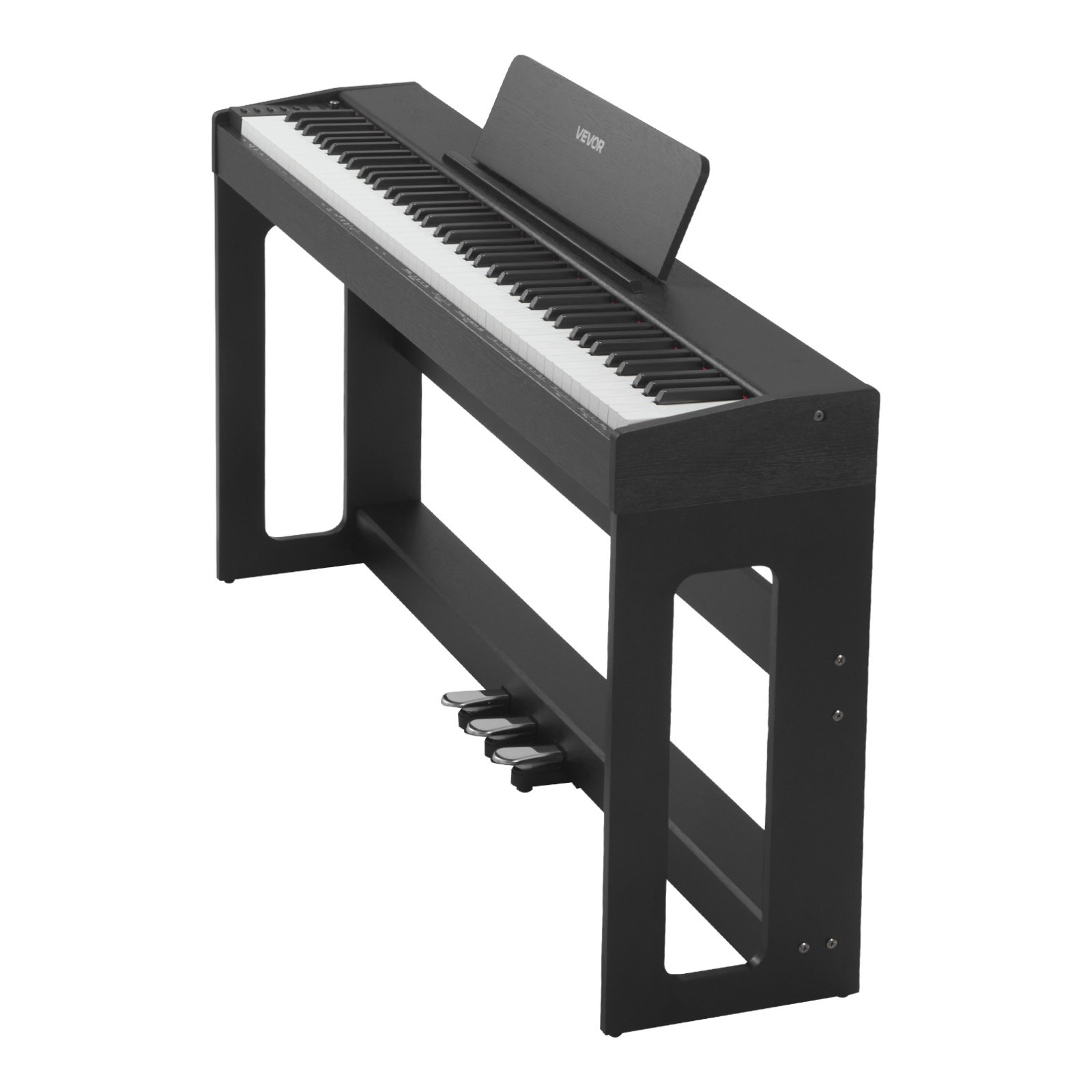 VEVOR Piano Digital 88 Teclas, Modo de Teclado Dual, Altavoces, con Atril, Soporte, Pedal de Sostenido, Adaptador CC, 280 Tonos, Conexión Inalámbrica, a Principiantes, Negro, 1310 x 300 x 850 mm