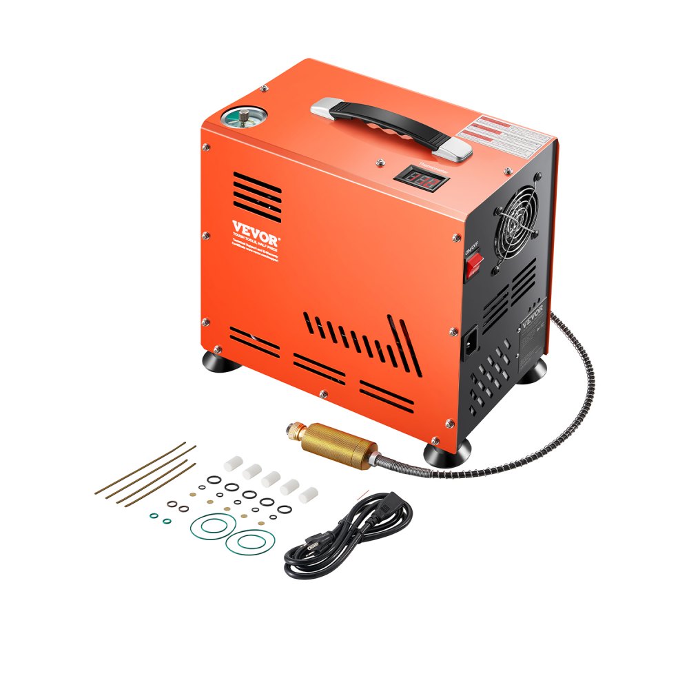 VEVOR Compresor de Aire PCP de Doble Cilindro de 800 W, 30 Mpa con Sistema de Enfriamiento por Ventilador Incorporado, Parada Automática para Rifle Aire Comprimido, Botella Buceo, 370 x 180 x 350 mm