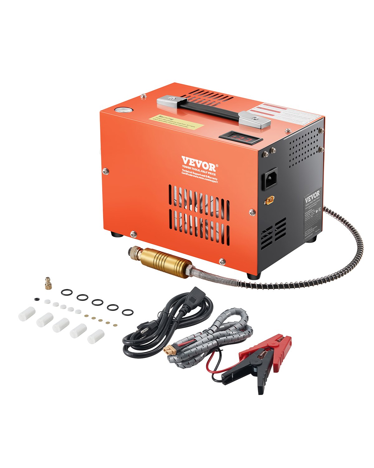 VEVOR Compresor de Aire PCP, Compresor de Aire Portátil PCP de 30 Mpa con Convertidor Incorporado y Sistema de Enfriamiento por Ventilador, con Parada Manual de 12 V CC/230 V CA, 260 x 175 x 190 mm