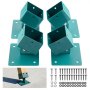 VEVOR Soportes para Estructura de Columpio, Paquete de 4, Capacidad 567 kg por Unidad, Ángulo Ajustable 45° a 60° para Postes 10 x 10 cm, Acero SUS201 con Tornillos para Jardín Patio Exterior, Verde