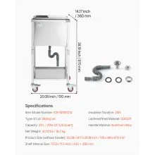 VEVOR Nevera Portátil con Ruedas de 28 L para Exteriores 510 x 360 x 970 mm