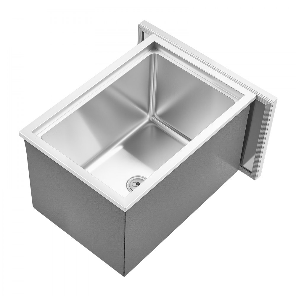 VEVOR Built-in Ice Box (508 x 355 x 342 mm) Stainless Steel Built-in Cooler, 30 L Commercial Drop-in Ice Chests with Pot Lid for Outdoor Use, Including Drain Pipe Set, for Cold Wine and Beer