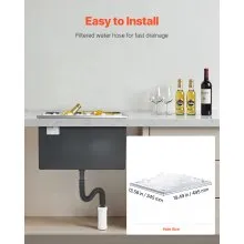VEVOR Hielera Empotrable 30 l Acero Inoxidable 508 x 355 x 306 mm Tapa de Olla