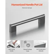 VEVOR Hielera Empotrable 30 l Acero Inoxidable 508 x 355 x 306 mm Tapa de Olla