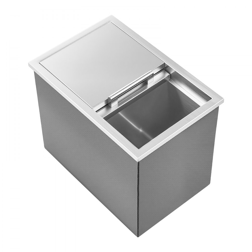 VEVOR Hielera Empotrable, 455 x 305 x 385 mm, de Acero Inoxidable, con Capacidad de 27,1 L y Tapa Deslizante para Exteriores. Incluye Tubo de Drenaje para Vino y Cerveza Fríos, Fácil de Instalar