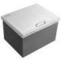 VEVOR Drop-in Ice Box, 44.24 L Stainless Steel Ice Cooler, 507 x 407 x 333 mm Commercial Ice Container with Hinged Lid, Built-in Ice Storage Chest, Drain Pipe and Drain Plug Included