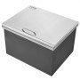 VEVOR Drop-in Ice Box, 44.24 L Stainless Steel Ice Cooler, 507 x 407 x 333 mm Commercial Ice Container with Hinged Lid, Built-in Ice Storage Chest, Drain Pipe and Drain Plug Included
