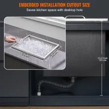 VEVOR Bandeja de Hielo Empotrada 77,9 L 532x430x458 mm Caja de Hielo Aislada con Tapa de Acero Inoxidable Conservador de Cubitos de Hielo para Bebidas Cervezas Frías Cocina al Aire Libre Bar Hogar