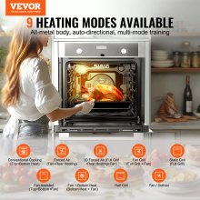 VEVOR Horno Empotrable de Pared Eléctrico 59,5 cm 76 L 9 Funciones para Cocina