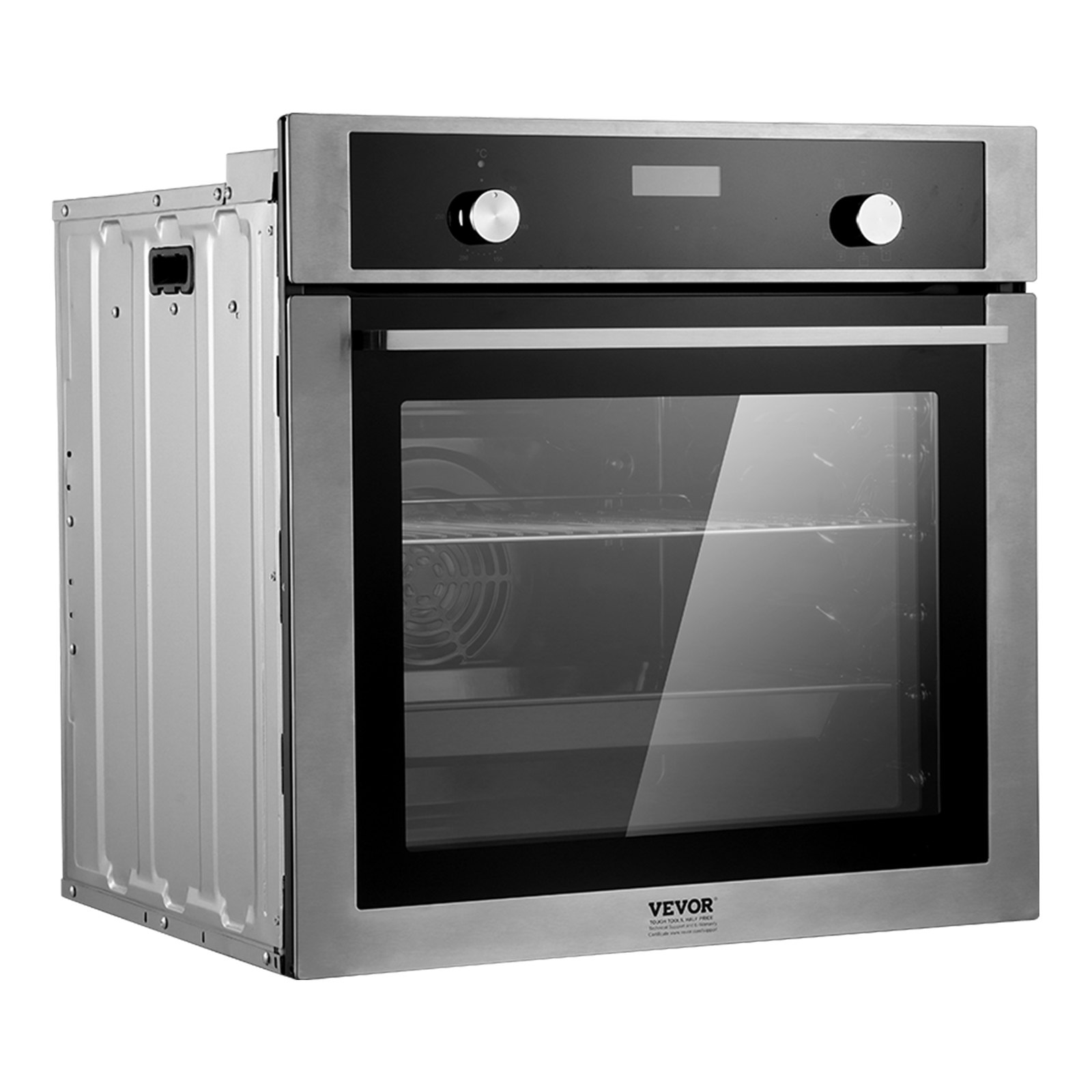 VEVOR Horno Empotrable de Pared 76 L Horno Eléctrico 59,5 cm 3550 W con 9 Funciones de Cocción Calentamiento Rápido a 200°C en 5 Minutos con Rejilla y Bandeja para Hornear, Cocina, Restaurante
