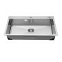 VEVOR 85cm Kitchen Top Mount Single Bowl Sinks, Stainless Steel Drop-In Farmhouse Basin with Accessories, Household Dishwasher Sinks for RV, Prep Kitchen, Laundry Room, Bar