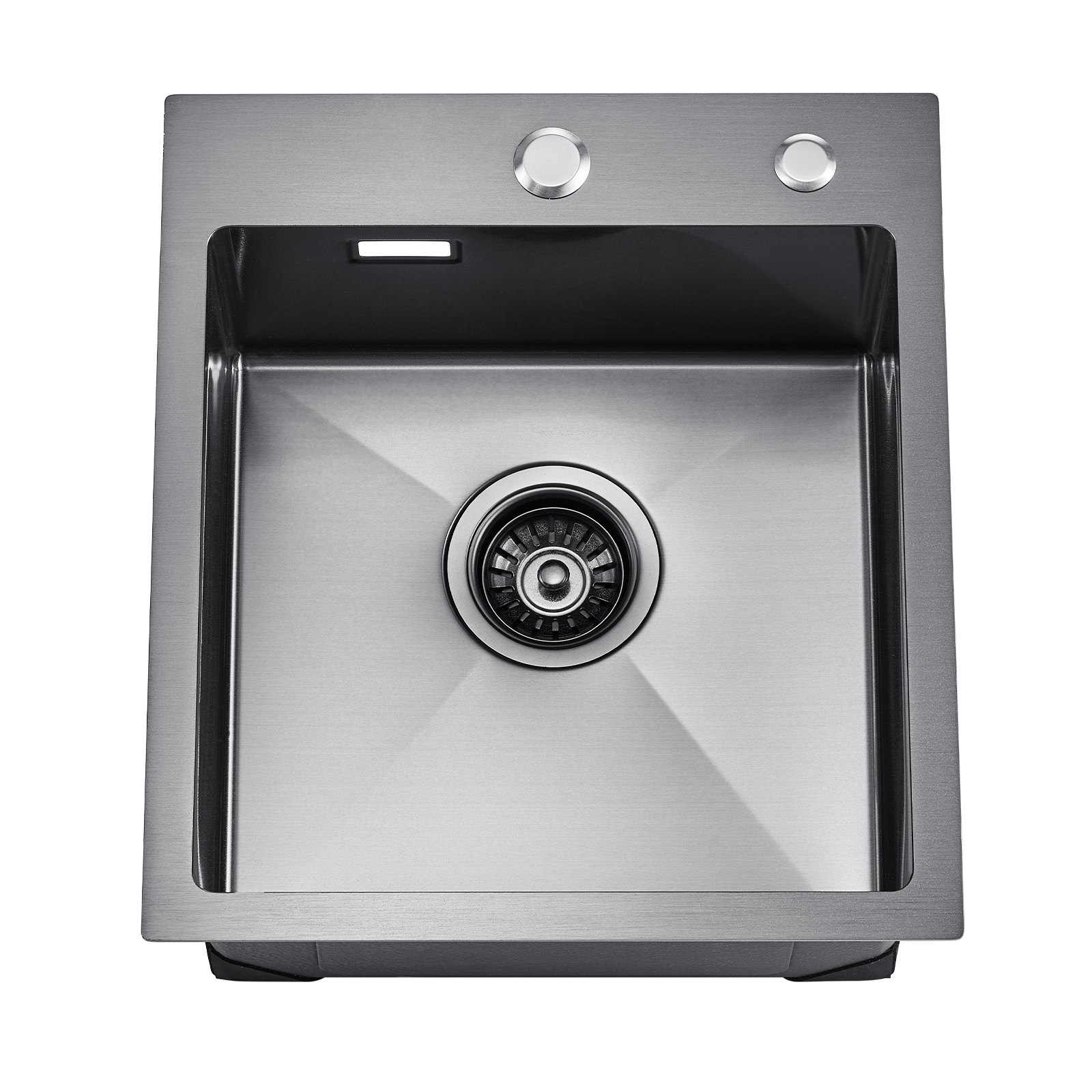 VEVOR Kitchen Sink, Built-in Sink, 40 cm Stainless Steel, Top-Mounted Sink, Single Bowl with Accessories, Household Sink for Motorhome, Preparation Kitchen, Bar (Black)