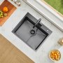 VEVOR Fregadero de Cocina con Montaje Superior de Acero Inoxidable 304, con Accesorios, Fregaderos de Lavavajillas Domésticos para RV, Cocina de Preparación y Barra, Negro, 550 x 450 x 190 mm