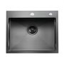 VEVOR Fregadero de Cocina con Montaje Superior de Acero Inoxidable 304, con Accesorios, Fregaderos de Lavavajillas Domésticos para RV, Cocina de Preparación y Barra, Negro, 550 x 450 x 190 mm