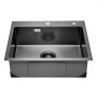 VEVOR Fregadero de Cocina con Montaje Superior de Acero Inoxidable 304, con Accesorios, Fregaderos de Lavavajillas Domésticos para RV, Cocina de Preparación y Barra, Negro, 550 x 450 x 190 mm