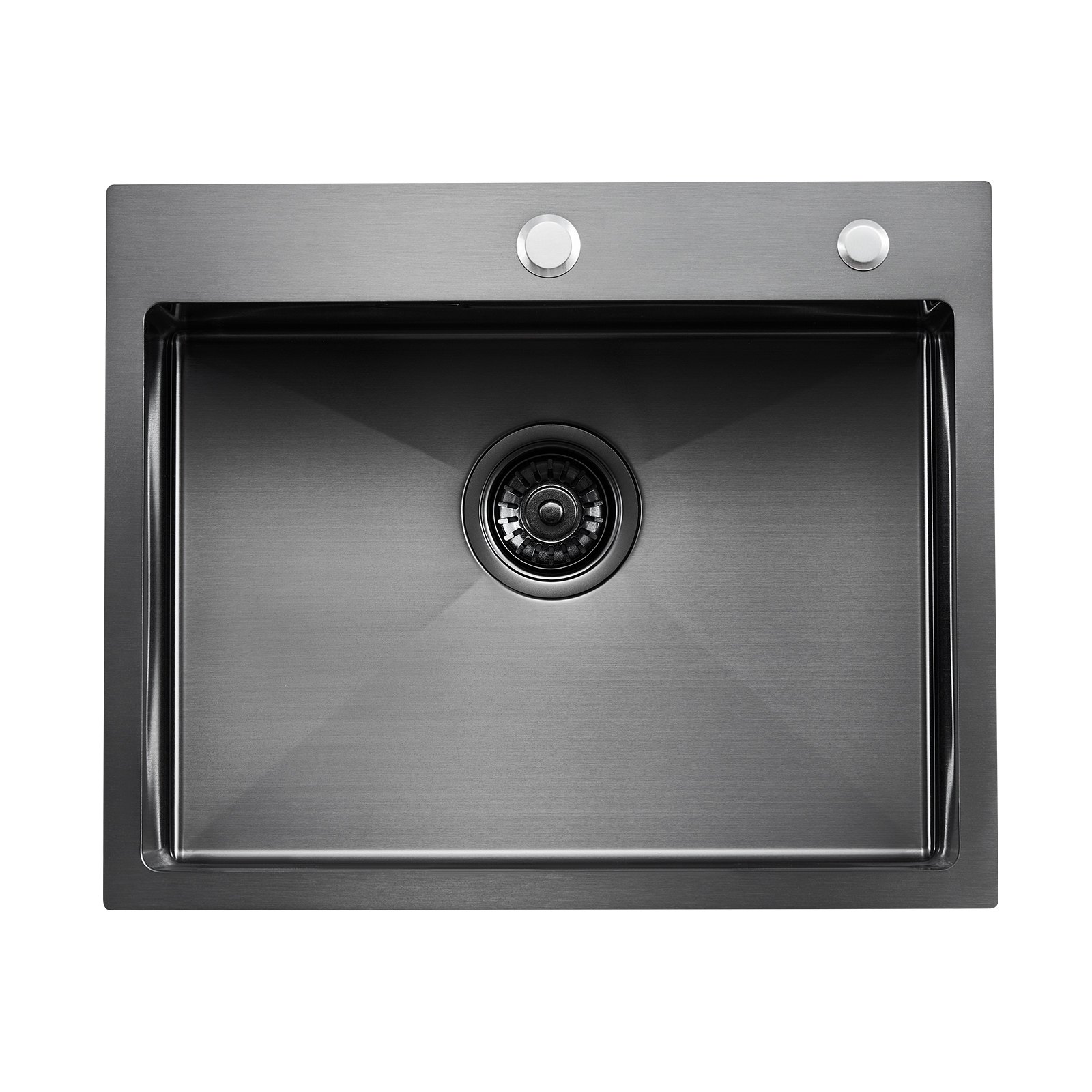 VEVOR Fregadero de Cocina con Montaje Superior de Acero Inoxidable 304, con Accesorios, Fregaderos de Lavavajillas Domésticos para RV, Cocina de Preparación y Barra, Negro, 550 x 450 x 190 mm