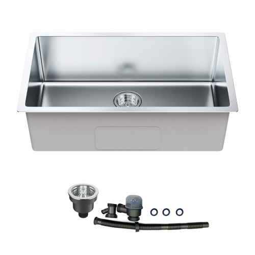 Fregadero de cocina bajo encimera VEVOR de 30 ", lavabo de un tazón, barra de cocina de acero inoxidable