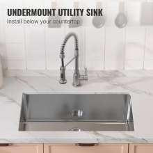 Fregadero de cocina bajo encimera VEVOR de 30 ", lavabo de un tazón, barra de cocina de acero inoxidable
