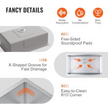 Fregadero de cocina bajo encimera VEVOR de 30 ", lavabo de un tazón, barra de cocina de acero inoxidable