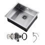 VEVOR Fregadero de Cocina bajo Encimera Acero Inoxidable 304, Lavabo de Granja de Un Solo Tazón con Accesorios, Fregaderos de Lavavajillas Fomésticos para RV, Cocina de Preparación, 500 x 430 x 190 mm