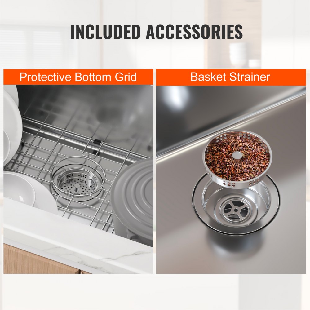 VEVOR Fregadero de cocina de 1 seno, 81,8 x 48,3 x 23 cm, fregadero bajo encimera para el hogar, fregadero bajo encimera de acero inoxidable 304 con varios accesorios para bar, lavandería, restaurante