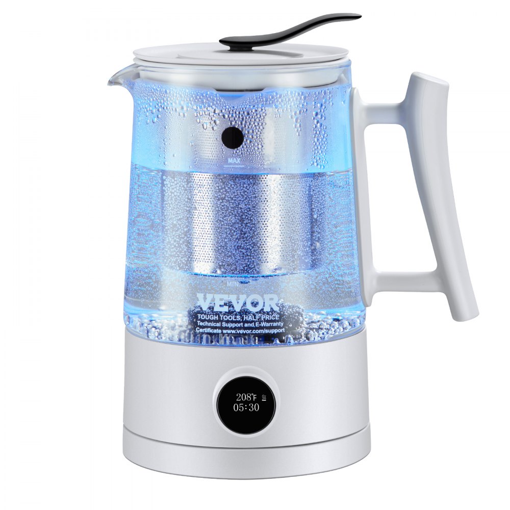 VEVOR Generador de Jarra de Agua de Hidrógeno Hervidor de Agua con Generador de Hidrógeno Capacidad de 1,5 L / 52,8 oz Tecnología SPE y PEM Máquina Ionizadora de Agua Rica en Hidrógeno para Café o Té