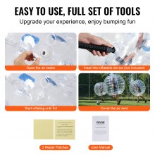 VEVOR Bola de choque inflable Bola de choque de parachoques 1 pieza 1,2m x 1,03m Bola de colisión humana Bola de rebote de burbujas cuerpo de PVC Bola de parachoques inflable de puntos transparentes