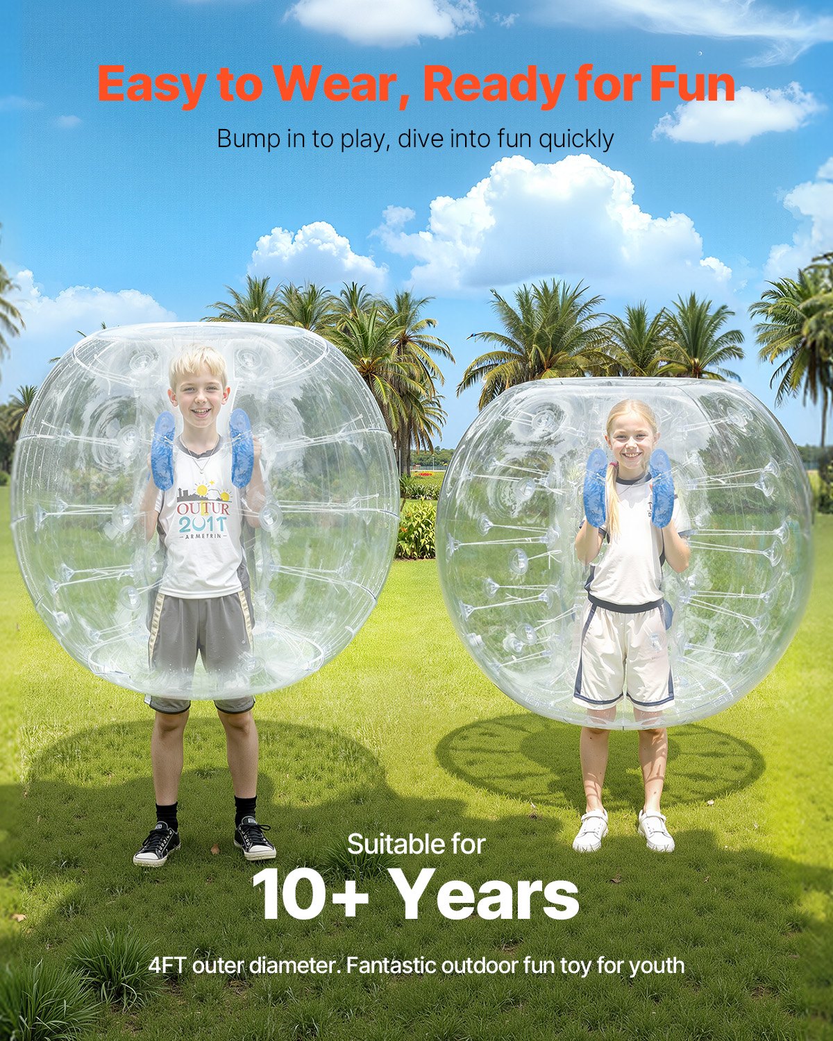 VEVOR Bolas inflables de parachoques, paquete de 2, bolas de sumo Zorb cuerpo de 1,2 m para adolescentes y adultos, bolas de burbujas de hámster humano de PVC de 0,8 mm de grosor para juegos de equipo