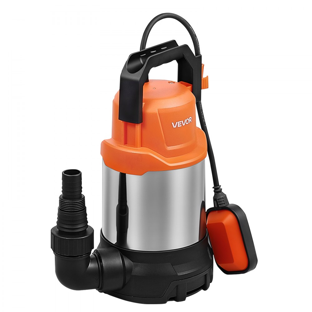 VEVOR Bomba Sumergible de Agua 750 W 20.000 L/h con Interruptor de Flotador, Sistema Portátil de Extracción de Agua, Elevación de 9 m, Material Termoplástico, para Vaciar Piscinas, Estanques de Jardín