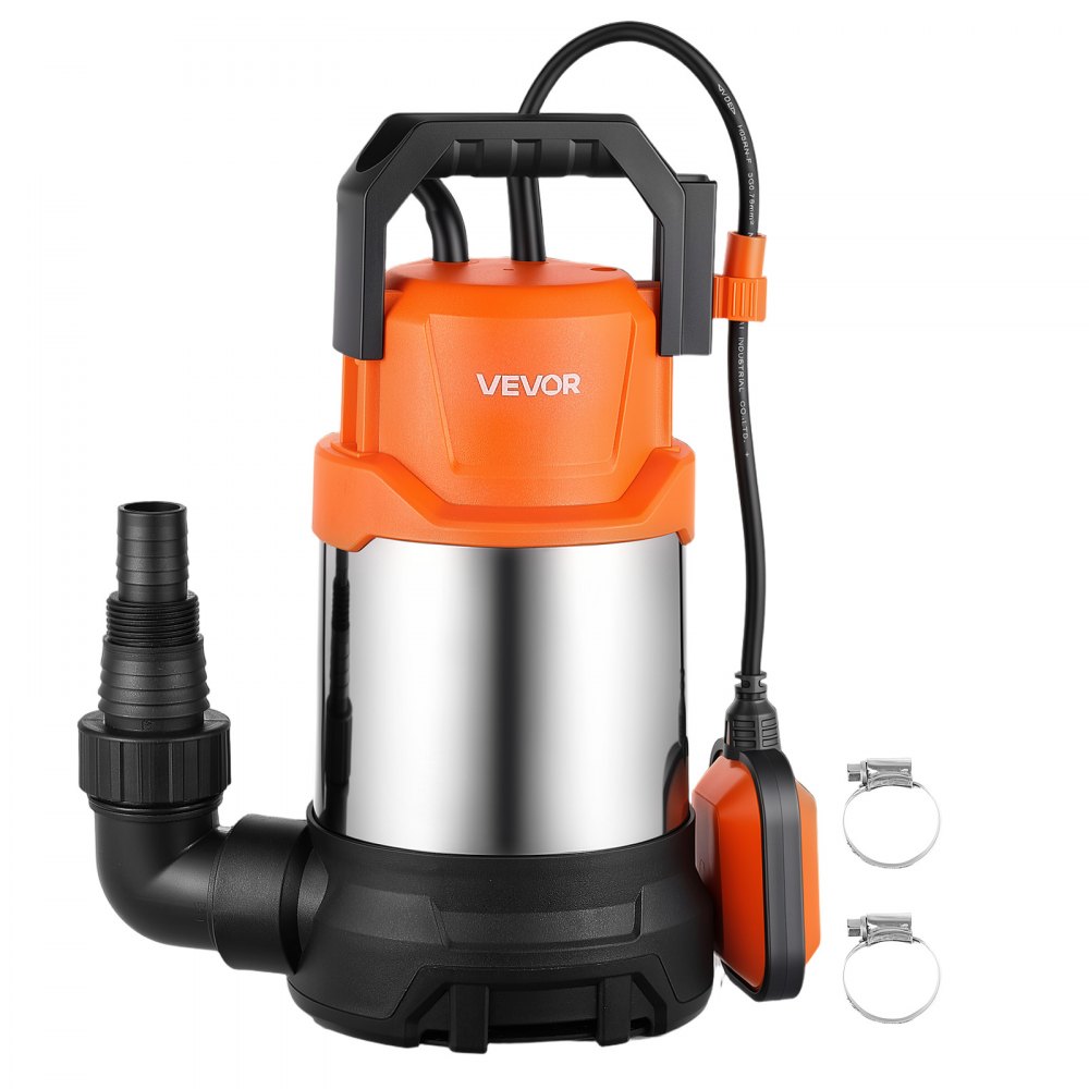 VEVOR Bomba Sumergible de Agua 750 W 20.000 L/h con Interruptor de Flotador, Sistema Portátil de Extracción de Agua, Elevación de 9 m, Material Termoplástico, para Vaciar Piscinas, Estanques de Jardín