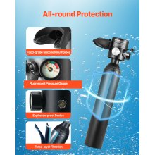 VEVOR Tanque de Buceo de 0,5 L 30 m de Profundidad Recargable con Bomba Negro