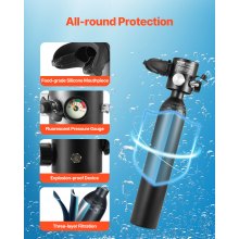 VEVOR Tanque de Buceo 0,5 L 30 m de Profundidad para Exploración 20 MPa Negro