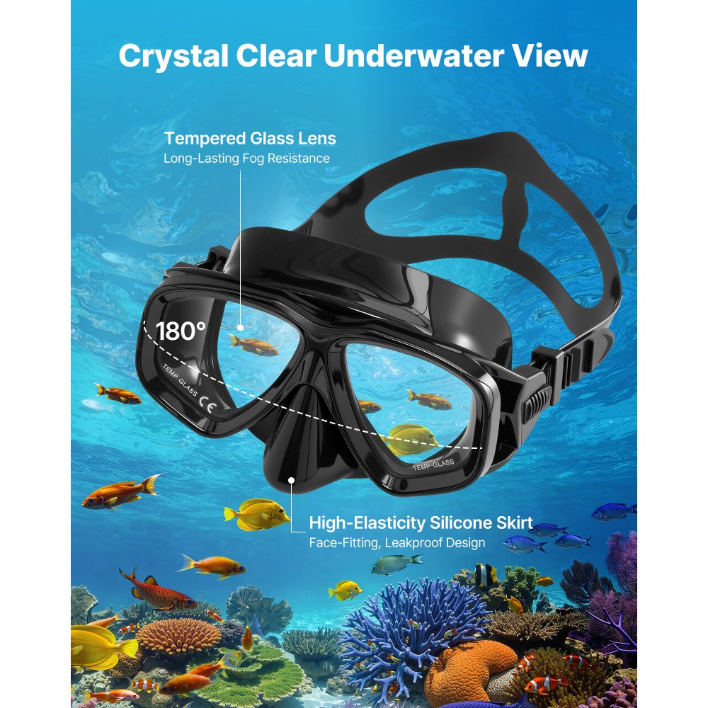 VEVOR Mini Botella de Buceo de 1 L, Juego de Tanque de Buceo Portátil con Gafas de Snorkel y Bolsa, Tiempo de Inmersión de 15 a 20 Minutos, Cilindro de Oxígeno Recargable, para Viajes Bucear Rescate