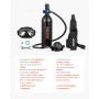 VEVOR Mini Botella de Buceo de 1 L, Juego de Tanque de Buceo Portátil con Gafas de Snorkel y Bolsa, Tiempo de Inmersión de 15 a 20 Minutos, Cilindro de Oxígeno Recargable, para Viajes Bucear Rescate