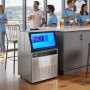 VEVOR Máquina para Fabricar Hielo 59 kg/24 h Almacenamiento de 15 kg, 45 Cubitos por Ciclo, de Acero Inoxidable, Independiente y de Encimera, con Pantalla LED y Autolimpieza, para Bar, Restaurante